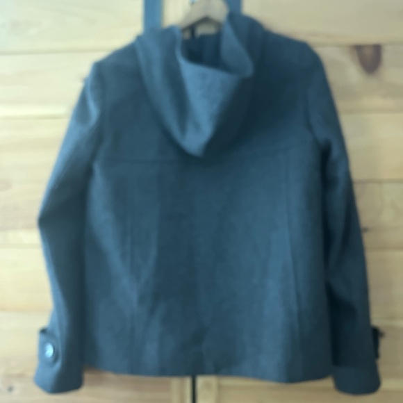 J. Crew Dark Gray Wool Blend Hooded Toggle Pea Coat Size 10 - Picture 2 of 9